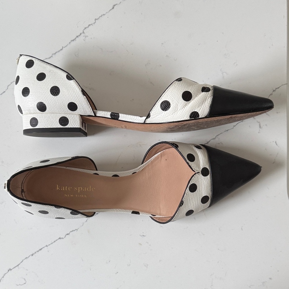 Kate Spade Polka Dot Flats in Black and White